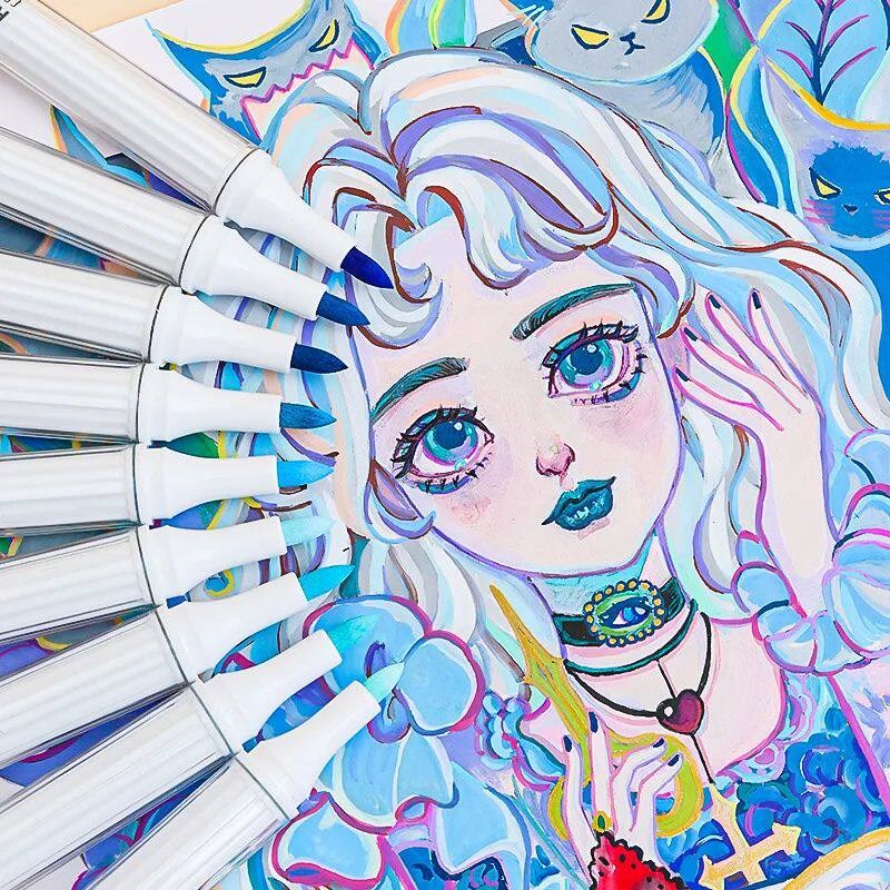 Portable 9-Colors Marker Pen Art Stationery Drawing/Painting图片