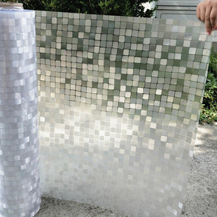 马赛克玻璃贴纸装饰推拉门静电免胶玻璃贴膜客厅阳台半透格子窗贴