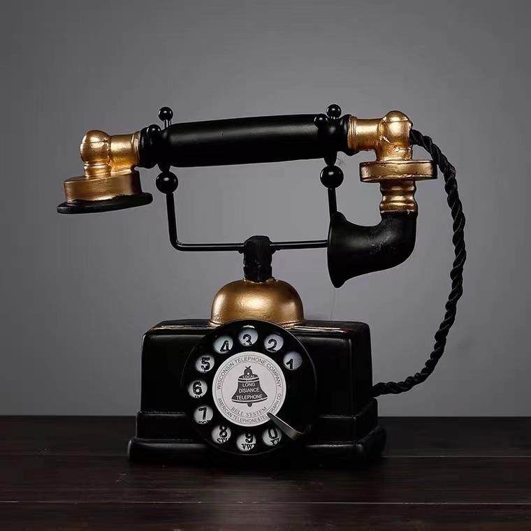 复古怀旧老式电话机模型摆件创意咖啡厅酒水柜客厅书柜桌面装饰品