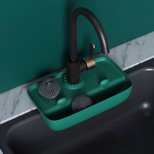 Kitchen Silicone Faucet Mat Sink Sponge Storage Shelf Splash