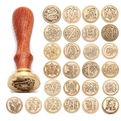 Retro Wood Stamp Classic 26 Letter A-z Alphabet Initial Seal