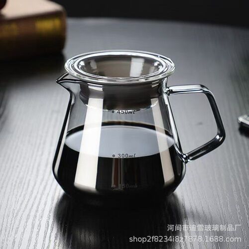 Square Handle ffee Pot Hand Brewed ffee Cup Set Simple Trans