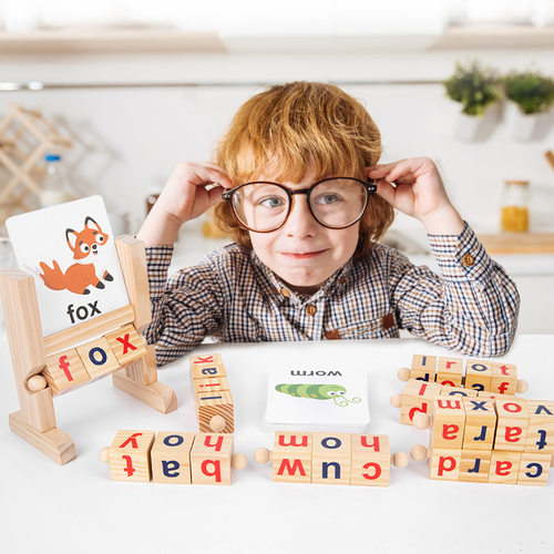 Wooden Reading Blocks Short Vowel Rods Spelling Games记忆架