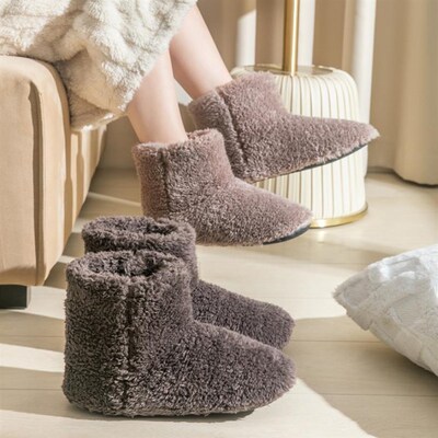 Warm Faux Fur Slippers Women Men Winter Shoes Indoor Home So