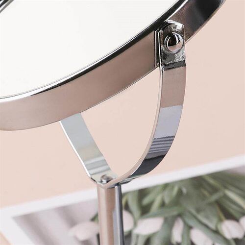 Desktop Double-Sided Makeup Mirror, Stainless Steel Magnifyi