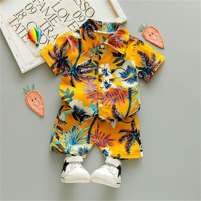 0-5Y Kids Baby Boy Clothes Boho Summer Floral Print Sets 2Pc