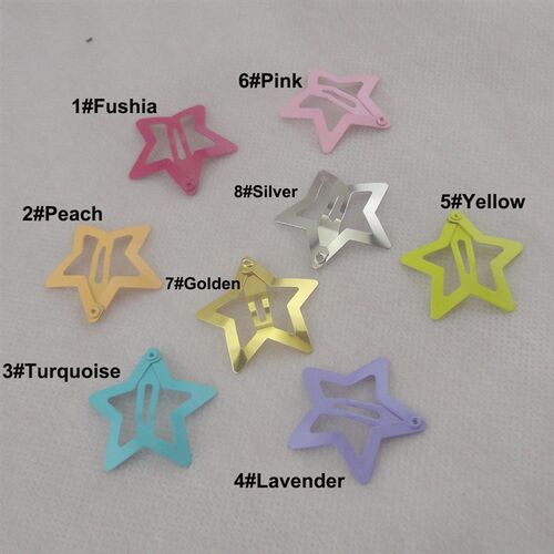 10PCS 3.0cm filigree star hair clip metal snap clips for kid