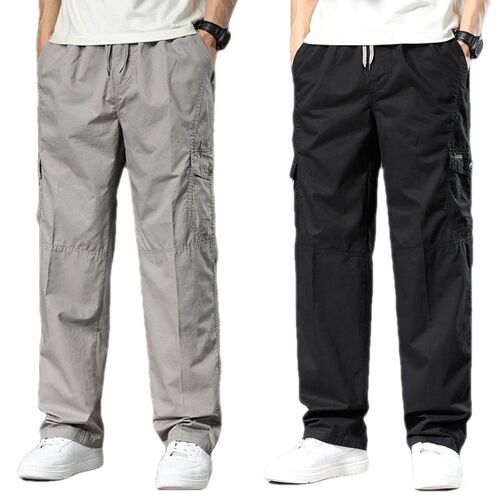 Mens Loose Straight Casual Pants Mens Multi-pocket Zipper
