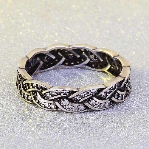 High-grade 3A zircon twist ring imitation black old ring Tha