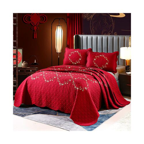Gypsophila Embroidered Quilt Bed Three-piece Bed ver Wash Qu