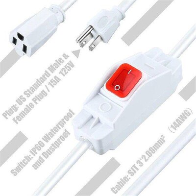 Waterproof Inline Cord Switch Extension Cord For Outdoor