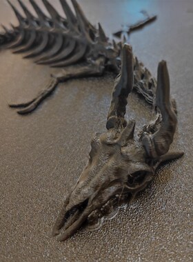 0cm长3d打印龙骨架骨龙骷髅龙白色灰色把玩摆件fdm高达配件