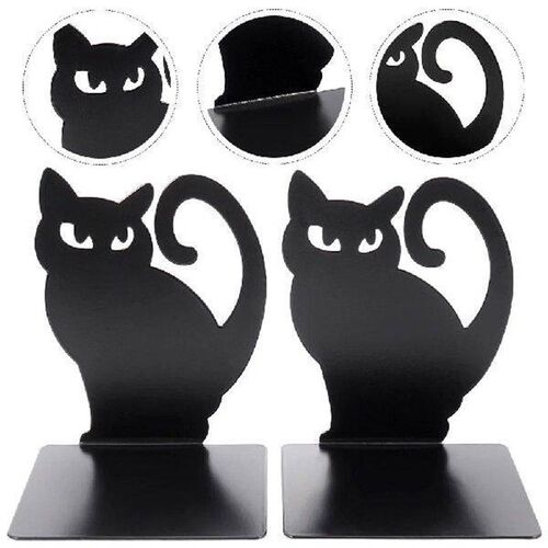 2 Pcs Black Cat Bookend Exquisite Holders Desktop Ends