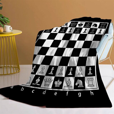 Chess Board Flannel Fleece Throw Blanket Grid Checkered Patt