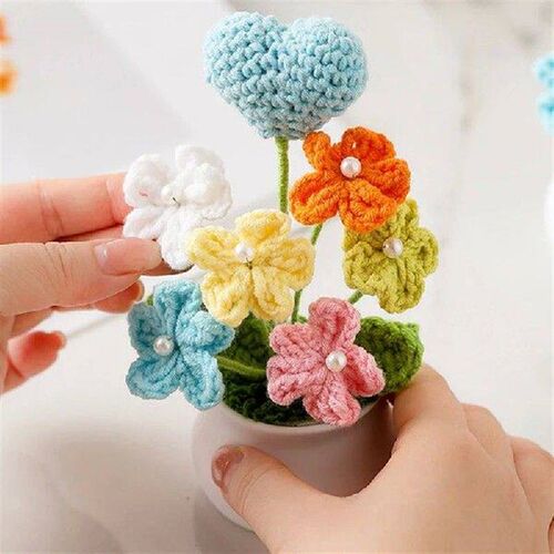 Crochet Potted Plants Flower Handmade Forget-me-not
