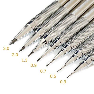 0.5 0.7 0.9 1.3 2.0mm Mechanical Pencil Set Full Metal Art D
