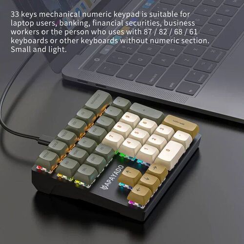 33 Key Wired Mechanical Numeric Keypad with Multi-color Ligh