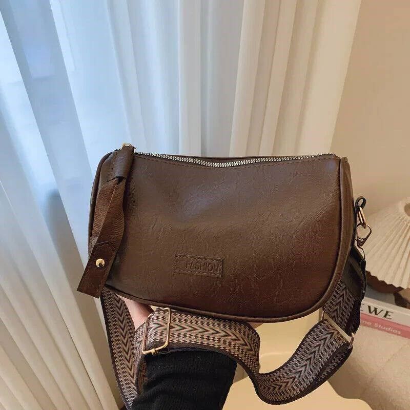 Vintage Small Meenger Bag for Women Simple Pu Leather Ladie - 实物图