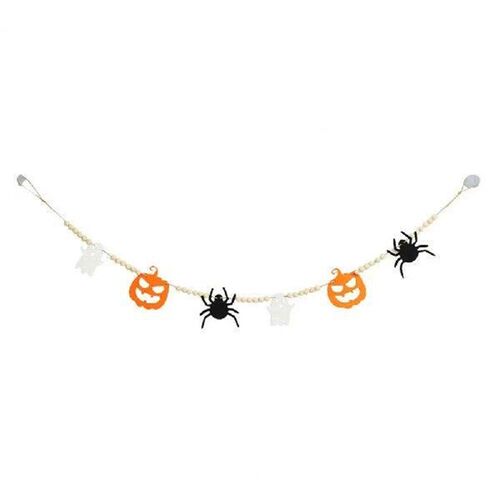 Ghost Charm Garland Spooky Halloween Wooden Beads Garland