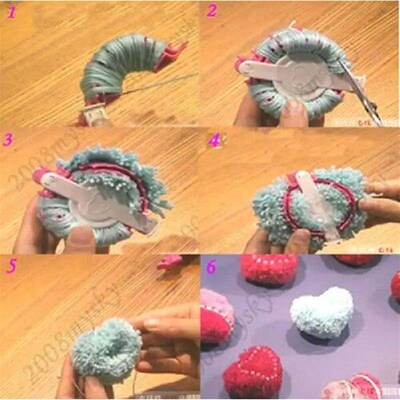 2X Size L+S Heart Pom Pom Maker Baby Fluff Ball Knitting