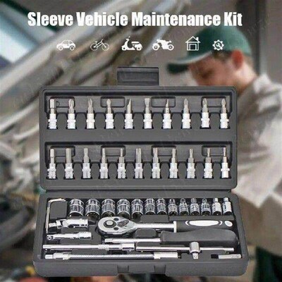 46pcs Drive Socket Set 1/4 inch Ratchet Wrench Set with