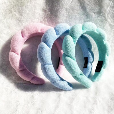 Sponge Co Spa Makeup Bubble Terry Cloth Headband Puffy Retro