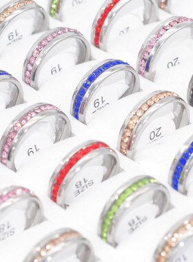 Bulk Lots 30pcs Colorful CZ Crystal Wedding Rings Women Luxu