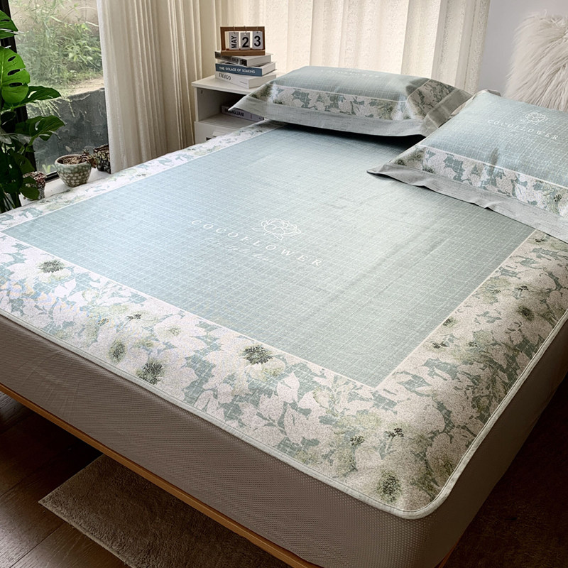 高端夏季冰丝席三件床笠款可机洗水洗空调凉席人可折叠1.8米,床上用品,冰丝席,淘宝优惠券,粉丝福利购,淘宝优惠卷