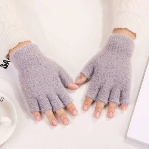 Winter Warm Knit Gloves Half Finger Men Women Thermal Gloves