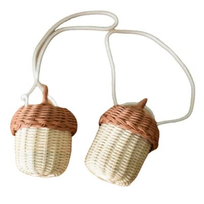 New Acorn-haped Storage Baket Hand-woven Round Rattan Bag Bu
