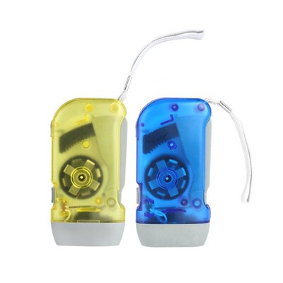 3 LED Hand Pressing Dynamo Crank Power Wind Up Flashlight To