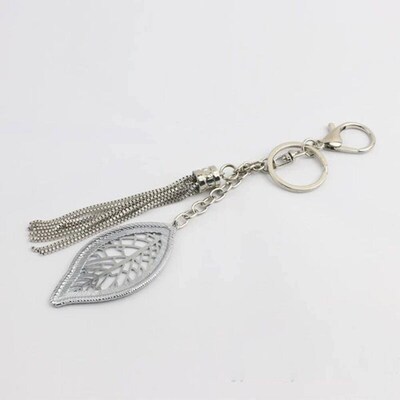 Creative Leaf Shape Keychains With Metal Tassel Chain Rhines