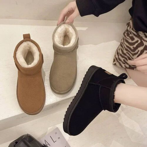 New Snow Boot Style Short Mini Winter Sheepskin Boots Women