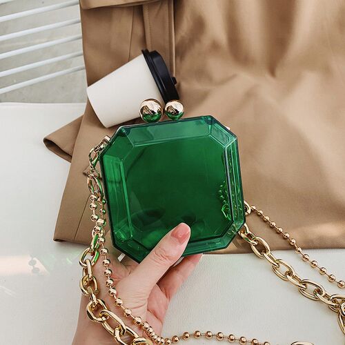 Transparent Evening Bag Acrylic Box Chain Crossbody Bag For
