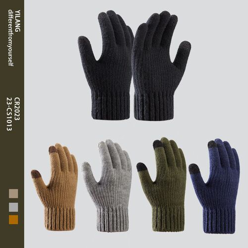 Mens touchscreen gloves cycling thick knitted gloves