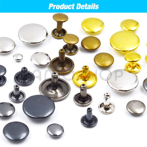 100Sets 5-15mm Metal Double Cap Rivets Stud Round Nail Rivet