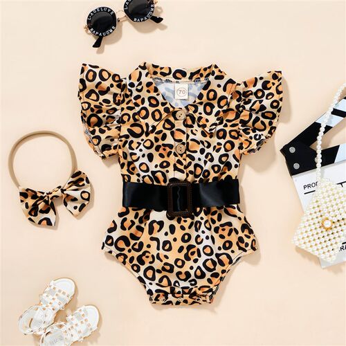 Baby Summer Rompers+Headband Toddler Newborn Baby Girls Leop