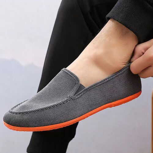 Mans Big Size Loafers Shoes Flats Slippers Fabric Slip-on M
