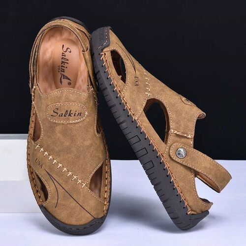 New Handmade Summer Sandals Men Breathable Leather Shoes