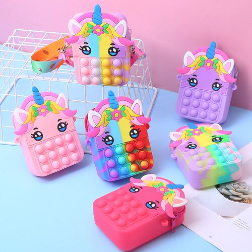 New Pop Fidget Toys It Silicone Push Bubble Crossbody Bag Se