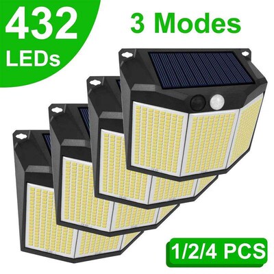 432 140 LED Solar Powered Light Outdoor 3 Modes Motion Senso