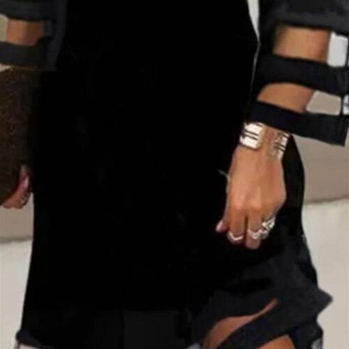 Womens Dresses  Summer Fashion Contrast Mesh Cold Shoulder