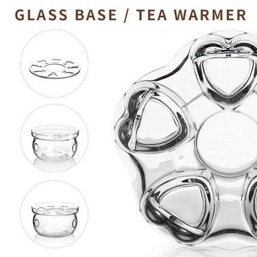 Heat-Resisting Teapot Warmer Base Clear Bolicate Glass R