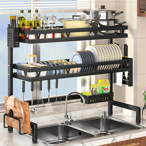 Over The Sink Dish Drying Rack,  Drainer with Utensil Sponge