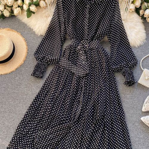 Spring Autumn Women Vintage Maxi Party Dress Long Sleeve