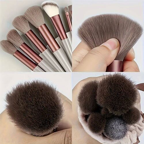 13 makeup brushes+2 puff set with portable storage bag,