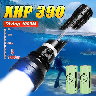 Super Bright High Power XHP390 Diving Flashlight Rechargeabl