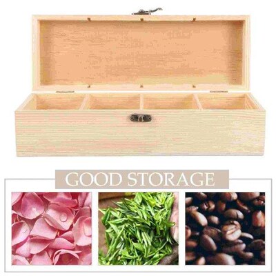 Box Storage Boxes Empty Wooden Tea Bag Unfinished Coffee