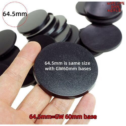 Round 64.5mm Bases for Games Plastic Black Bases  Resin Figu