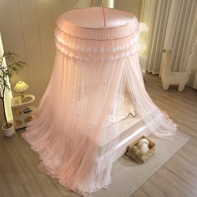 欧式吊顶蚊帐床帘一体式悬吊式圆顶公主床幔纱儿童帐子家用免安装,床上用品,蚊帐,淘宝优惠券,粉丝福利购,淘宝优惠卷